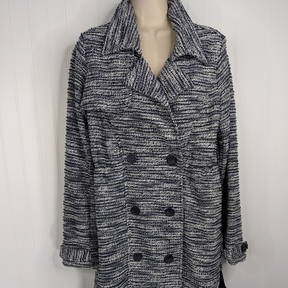 Mystree Navy Marled Double Breast Sweater Coat ML - Picture 3 of 16